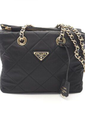Prada Shoulder Bag Re Edition Black Nylon Saffiano Leather Editio